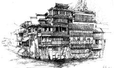 土家族吊脚楼手绘图片集