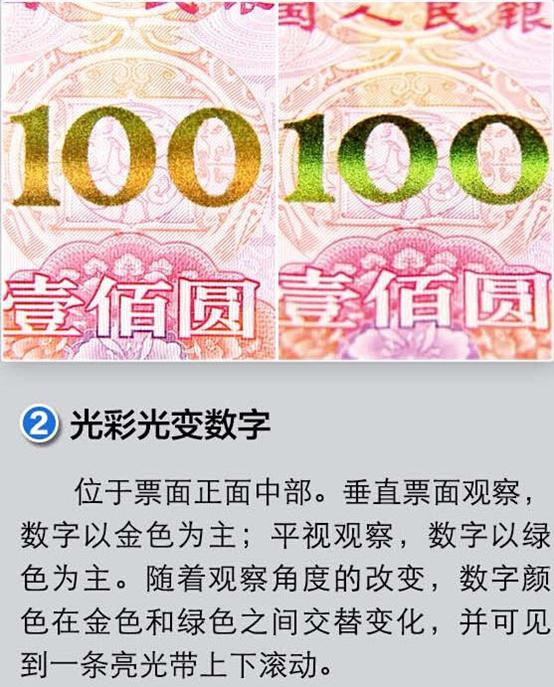 新版第五套100元人民币防伪标识之人像水印