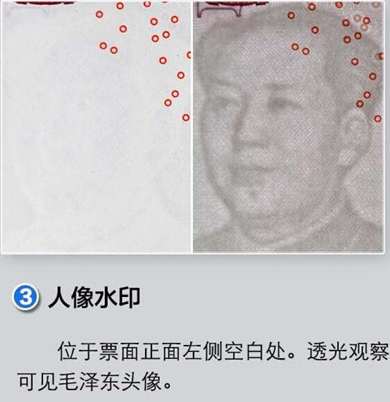 新版第五套100元人民币防伪标识之脚印对印图案